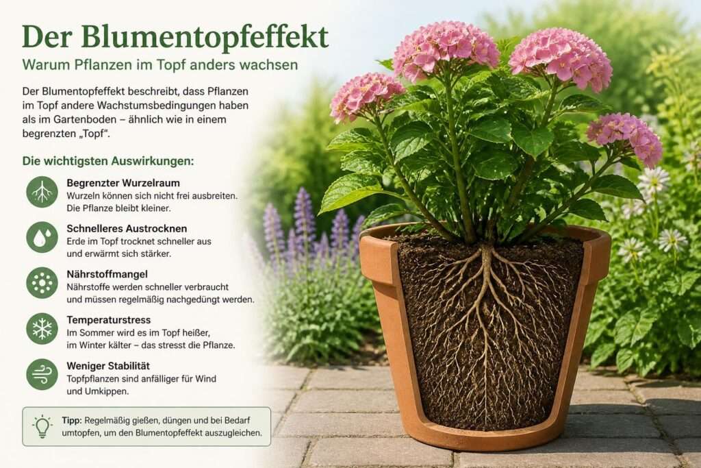 Was ist der Blumentopfeffekt im Garten?